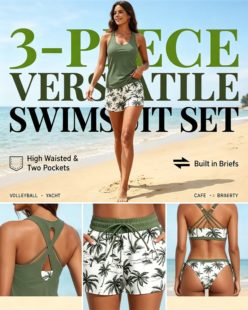 Vera | Bikiniset met crisscross topje en geprinte broek