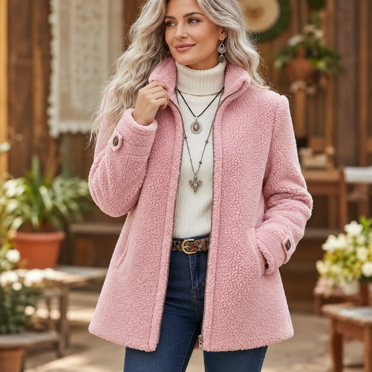 GERDA fleece jas Roze