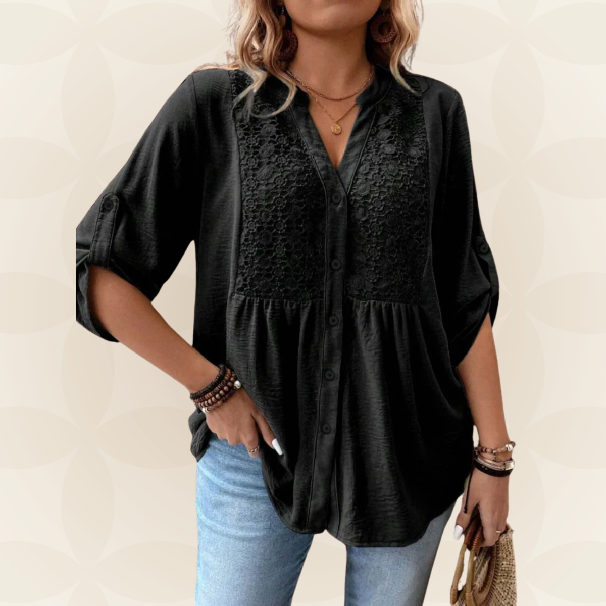 Renate | Blouse met V-hals en knopen