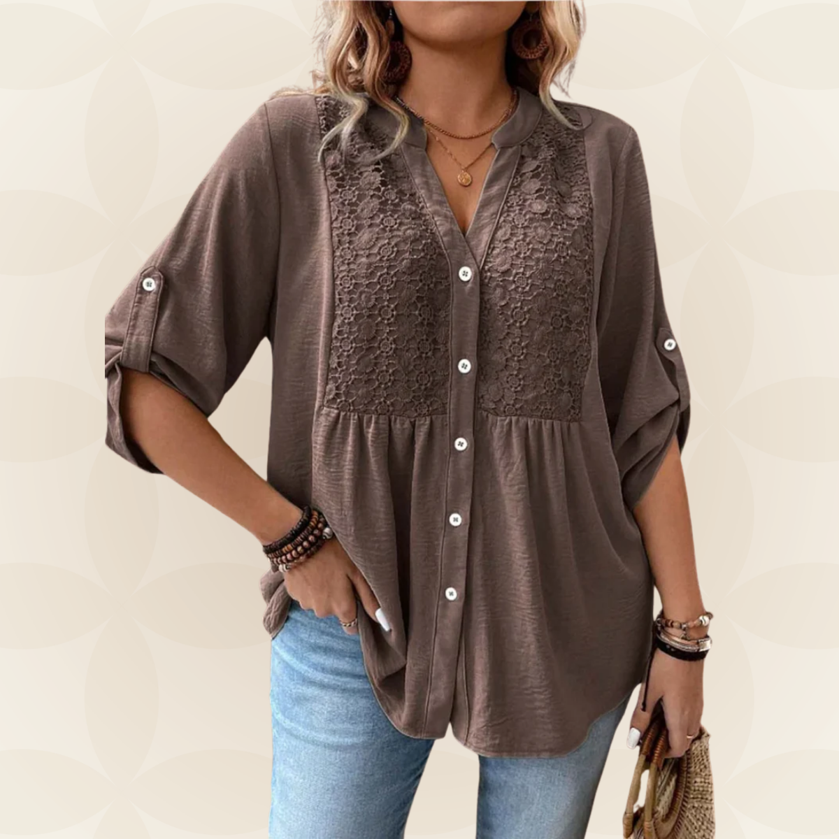 Renate | Blouse met V-hals en knopen