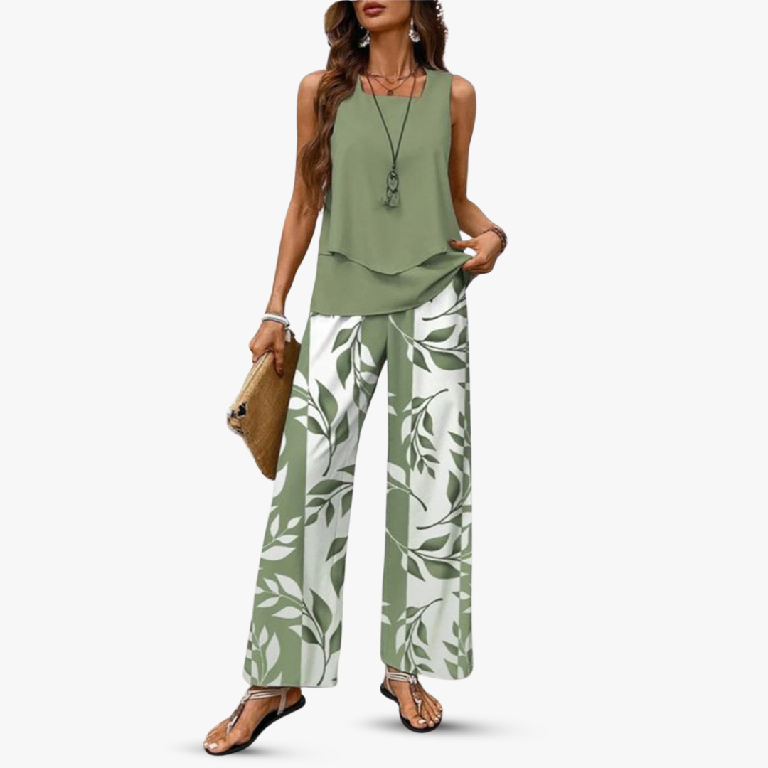 Roos | Tweedelige set met mouwloze top en broek