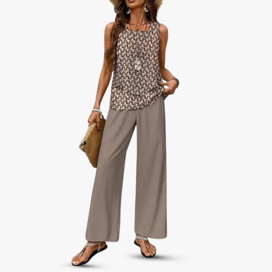 Roos | Tweedelige set met mouwloze top en broek