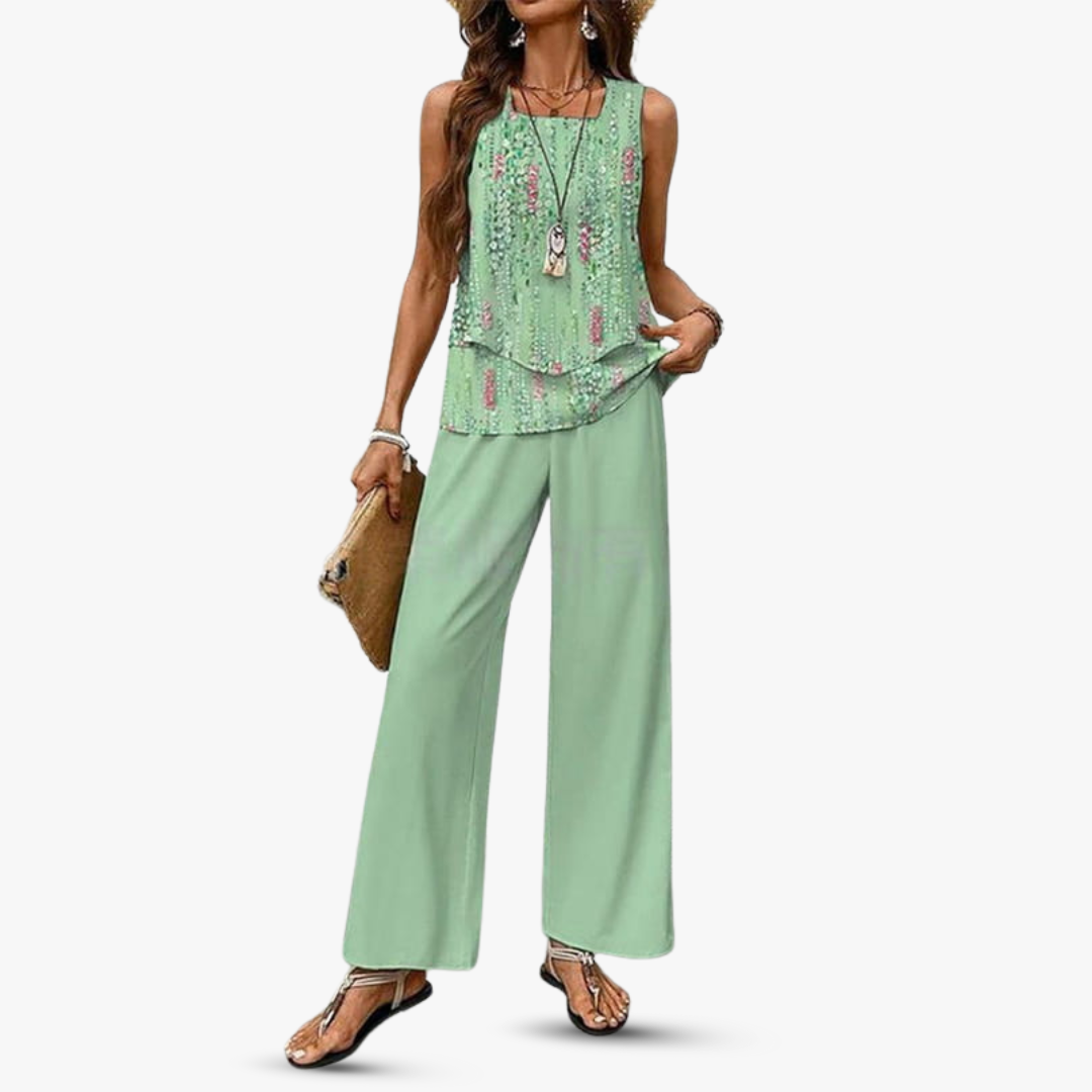 Roos | Tweedelige set met mouwloze top en broek