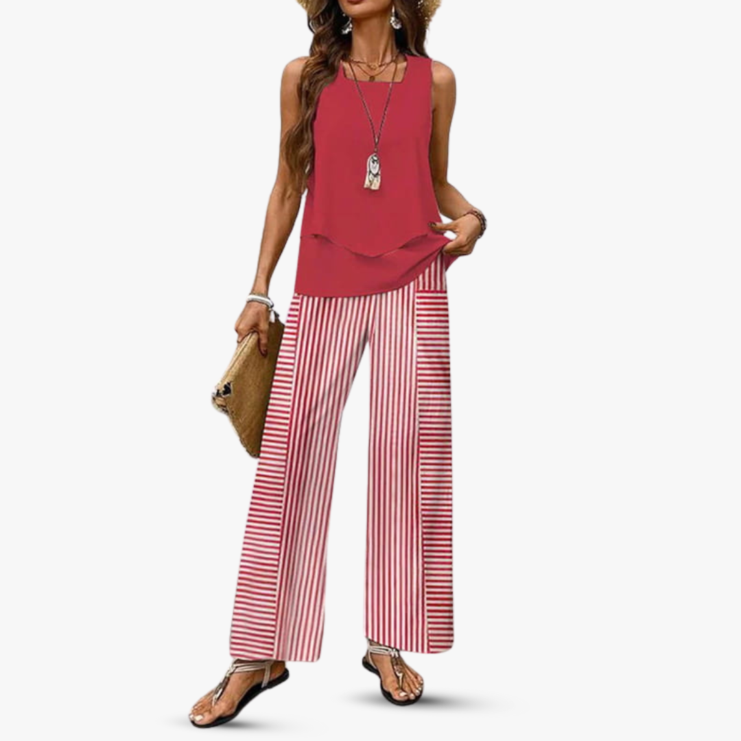 Roos | Tweedelige set met mouwloze top en broek