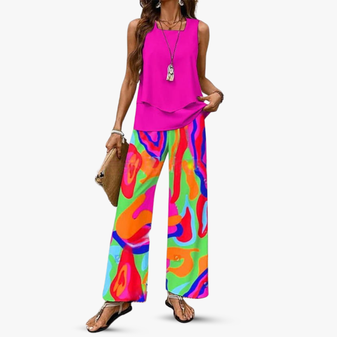 Roos | Tweedelige set met mouwloze top en broek