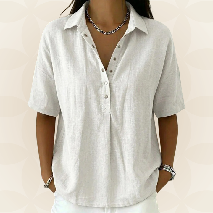 Sonja | Blouse met kraag en knoopdetail