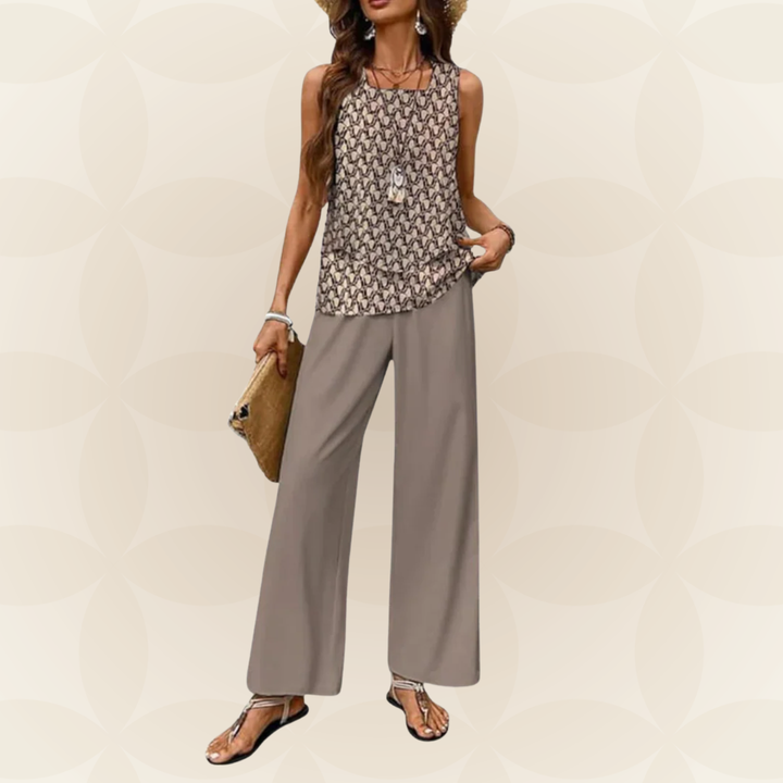 Roos | Tweedelige set met mouwloze top en broek