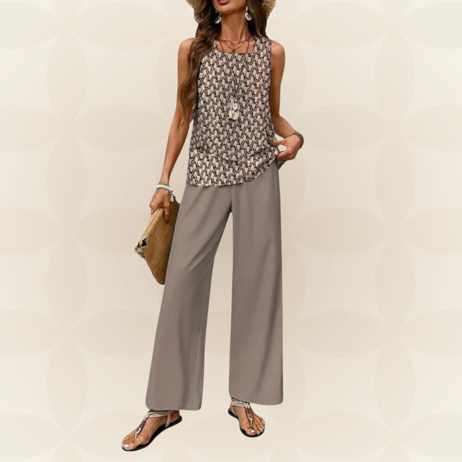 Roos | Tweedelige set met mouwloze top en broek