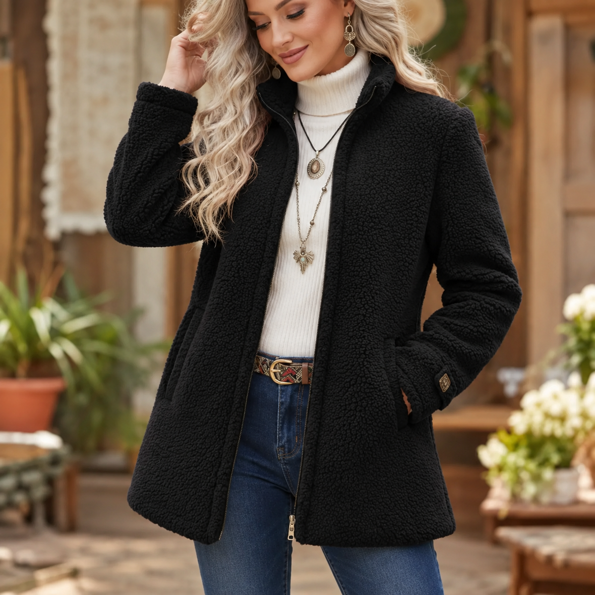 GERDA fleece jas Zwart