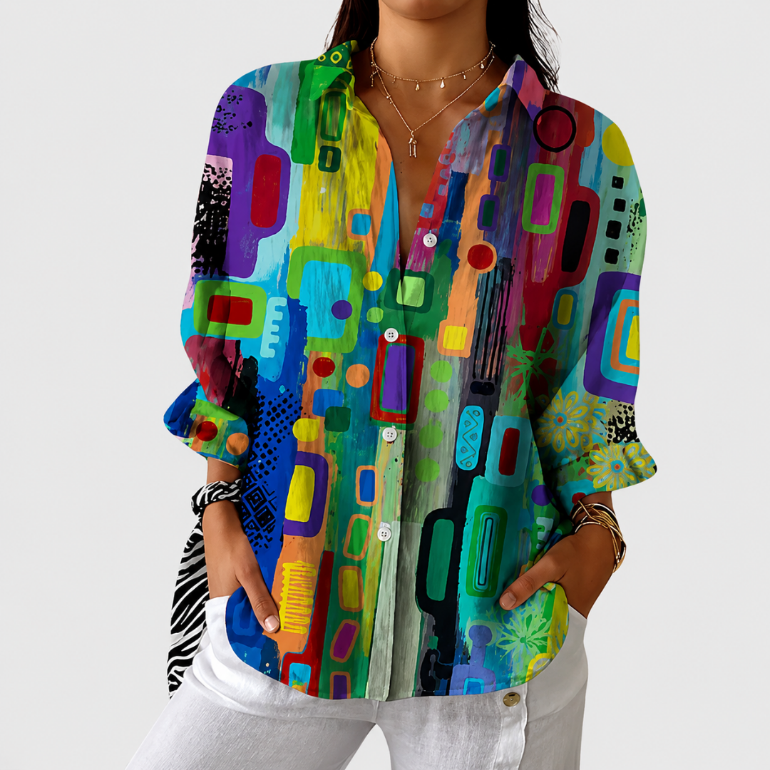 Fenna | Kleurrijke geprinte blouse met losse snit