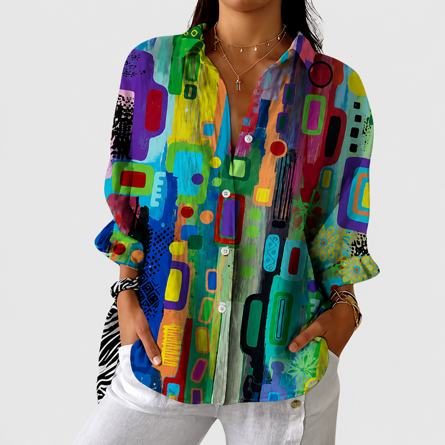 Fenna | Kleurrijke geprinte blouse met losse snit