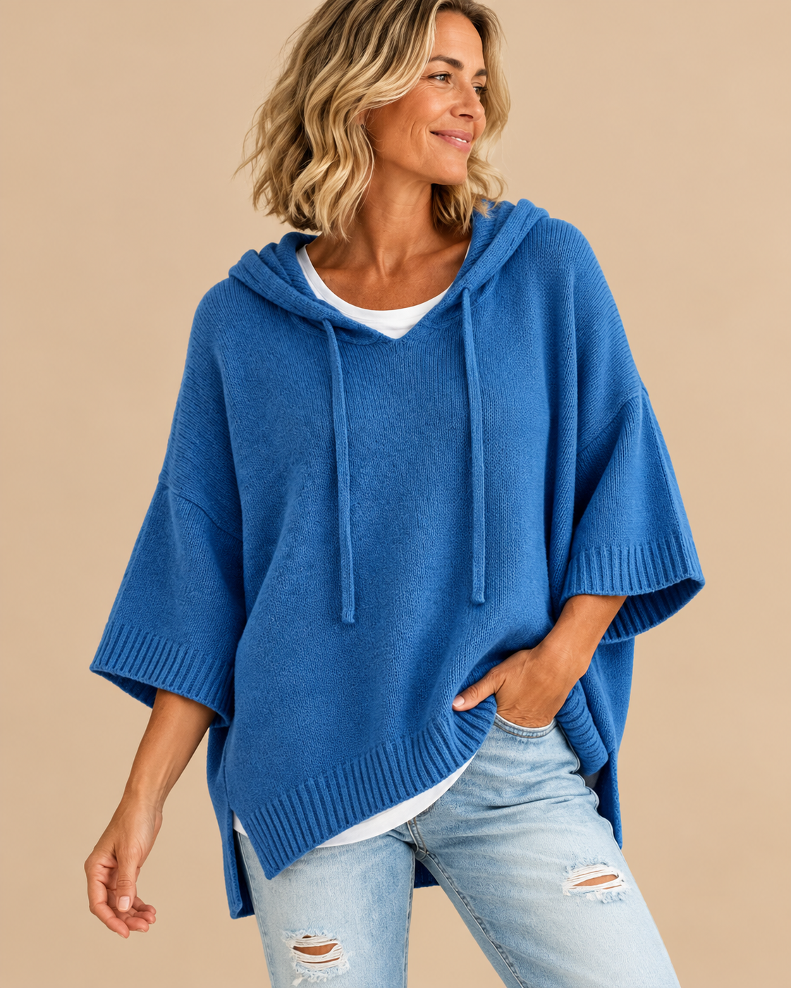GEERTJE poncho Blauw