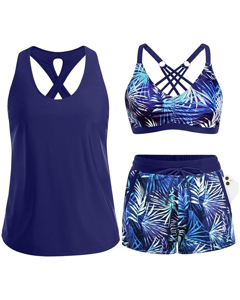 Vera | Bikiniset met crisscross topje en geprinte broek