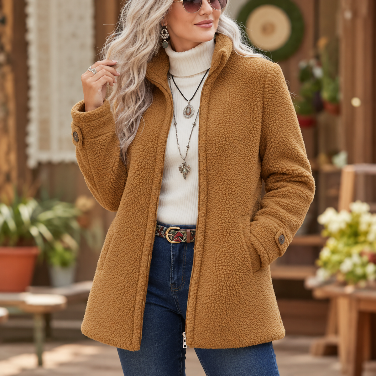 GERDA fleece jas Bruin