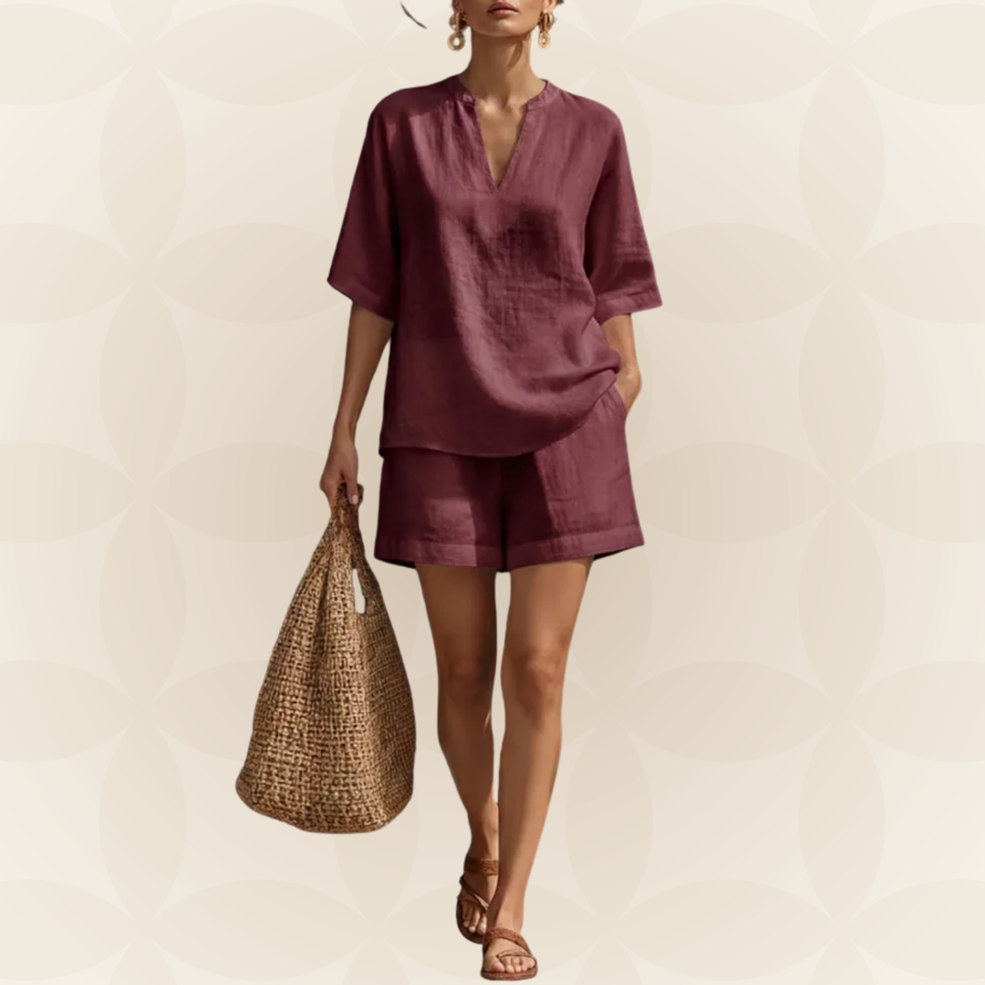 Melanie | Comfortabele set met blouse en shorts voor de zomer