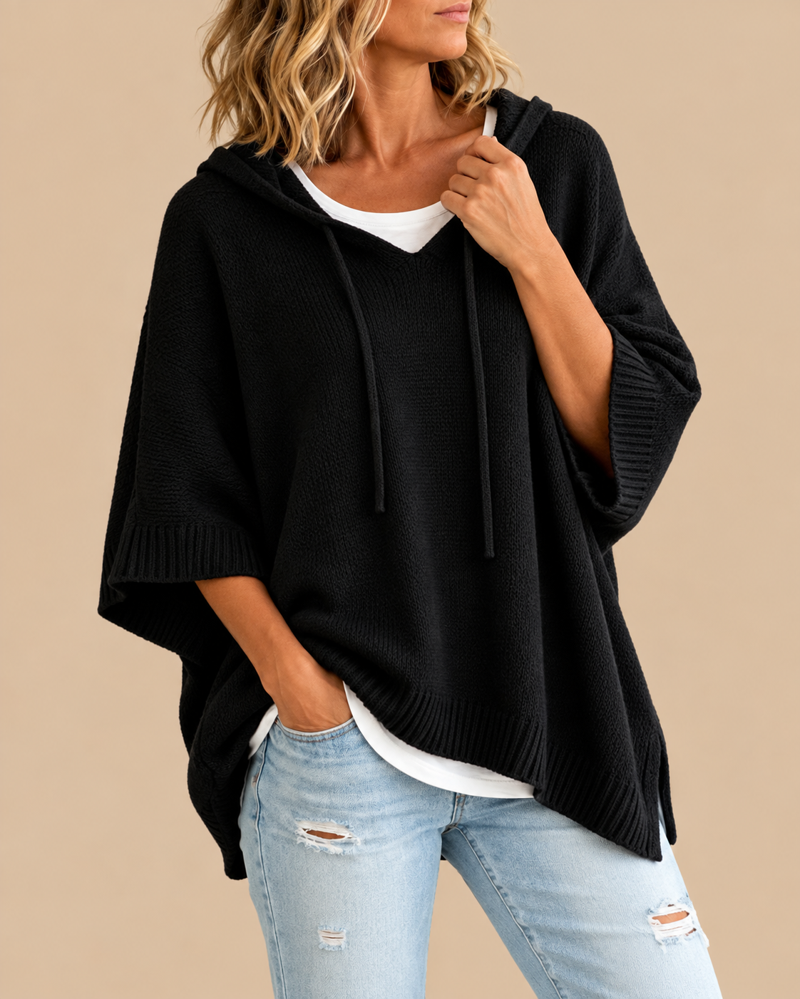 GEERTJE poncho Zwart
