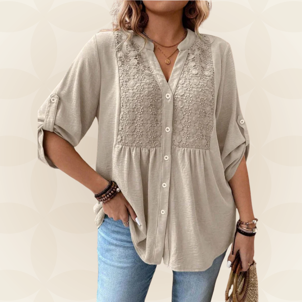 Renate | Blouse met V-hals en knopen