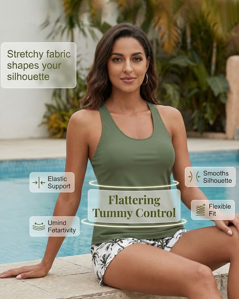 Vera | Bikiniset met crisscross topje en geprinte broek