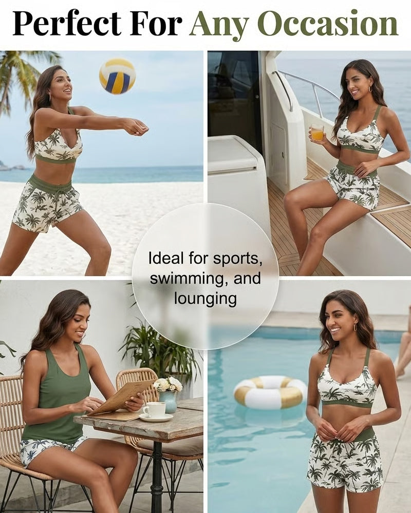 Vera | Bikiniset met crisscross topje en geprinte broek