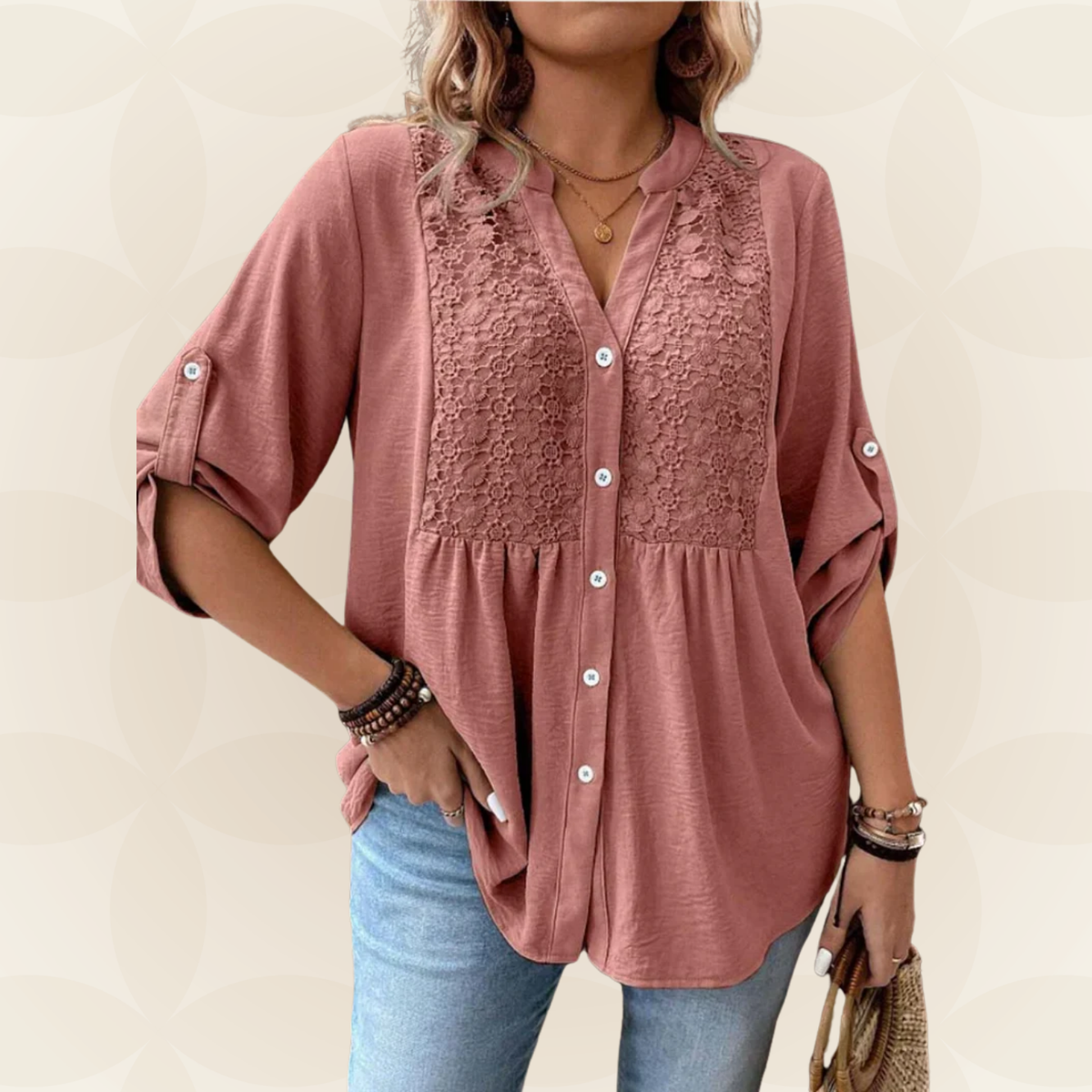 Renate | Blouse met V-hals en knopen