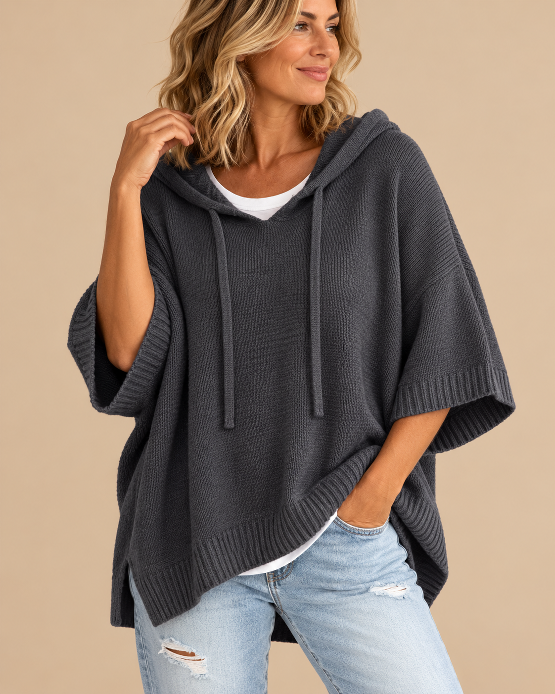 GEERTJE poncho Grijs
