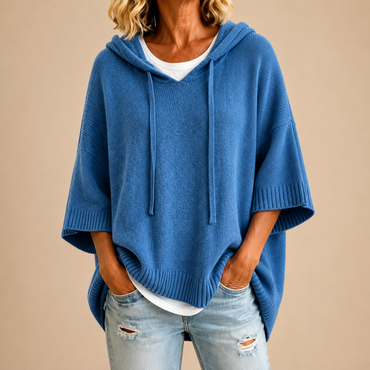 RIEK poncho Blauw