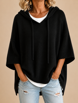 RIEK poncho Zwart