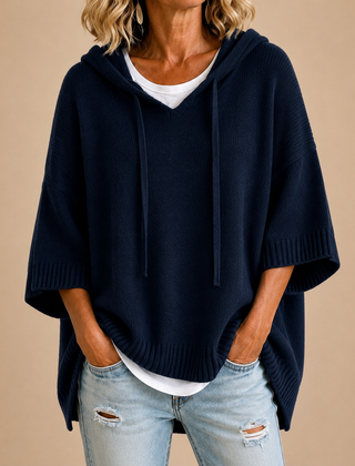 RIEK poncho Marineblauw
