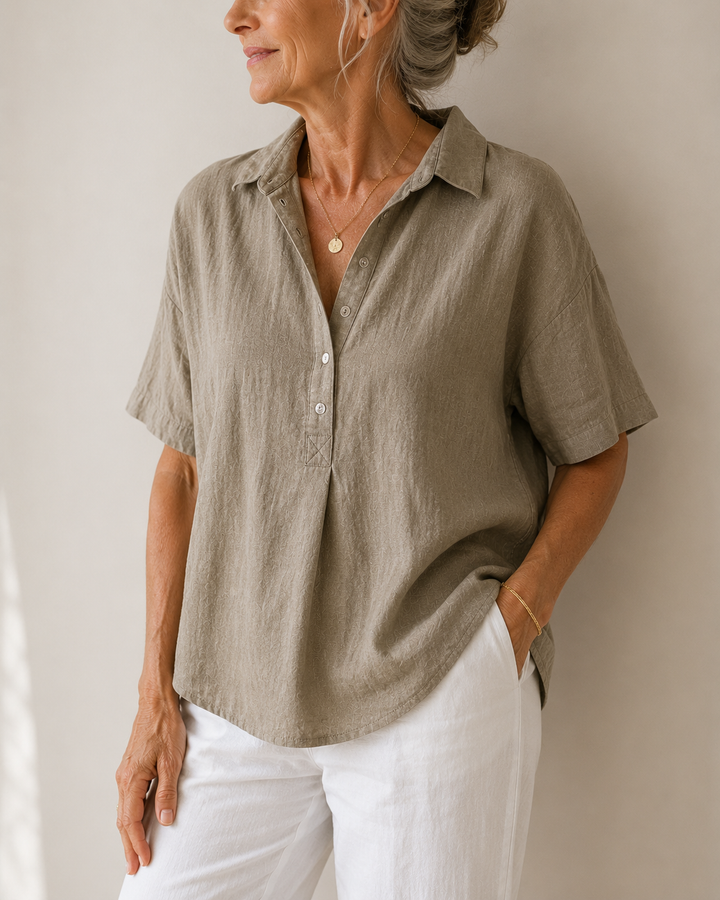 Sonja | Blouse met kraag en knoopdetail