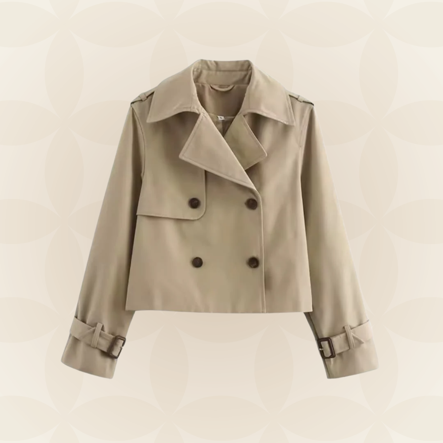 Vivienne | Cropped trenchcoat jas met dubbele knopen