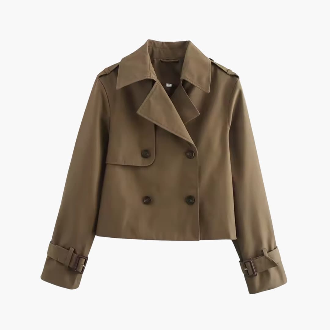 Vivienne | Cropped trenchcoat jas met dubbele knopen