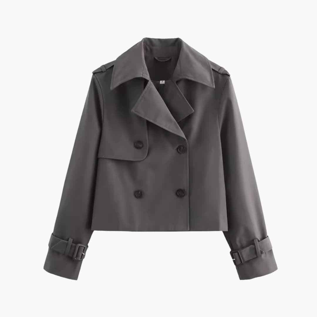 Vivienne | Cropped trenchcoat jas met dubbele knopen