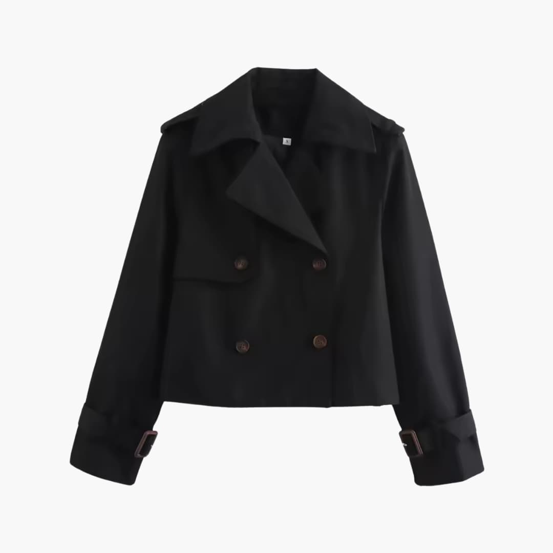 Vivienne | Cropped trenchcoat jas met dubbele knopen