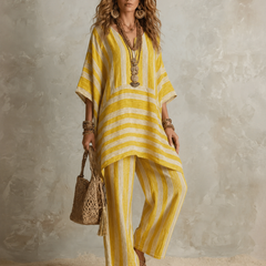 Anna | Bohemian Linnen Tweedelige Set - Geel