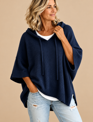 GEERTJE poncho Marineblauw