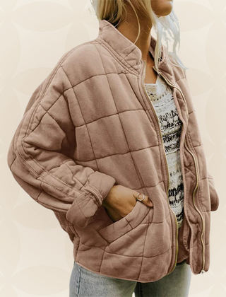 Celeste | Zachte Gewatteerde Jas met Rits - Beige