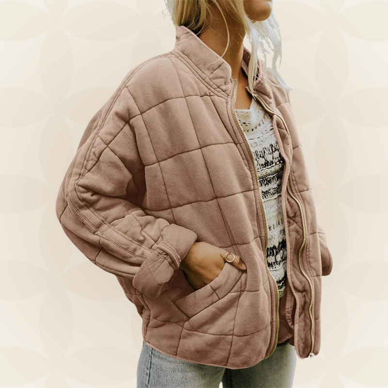 Celeste | Zachte Gewatteerde Jas met Rits - Beige