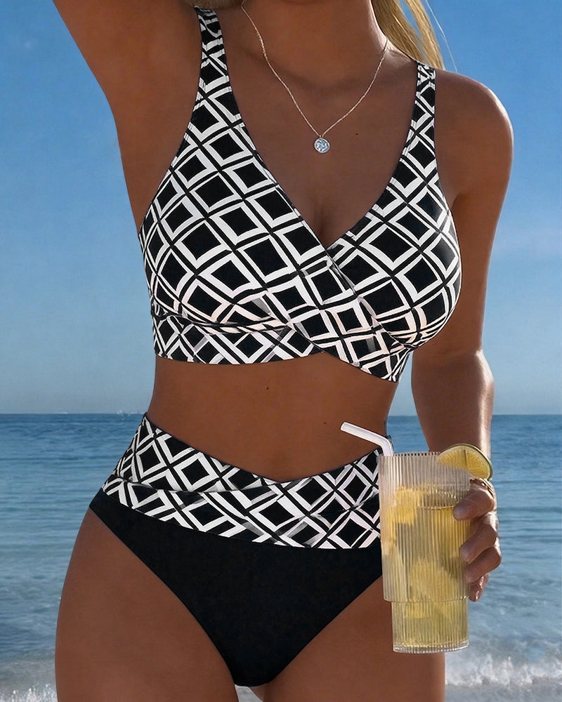 Ivana | Bikini met bh-snit en diamantpatroon