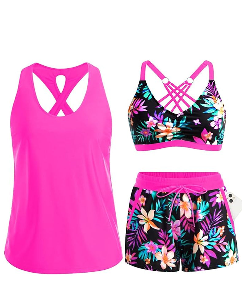 Vera | Bikiniset met crisscross topje en geprinte broek
