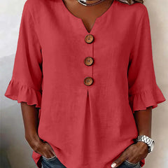 Isabelle | Blouse met Ruffles - Donkerroze