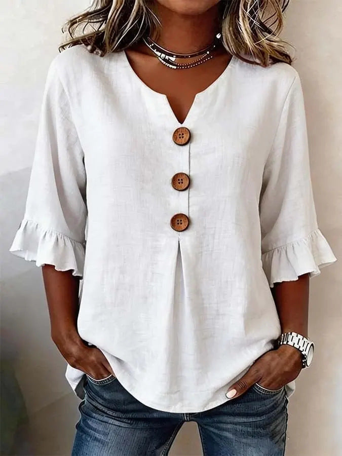 Isabelle | Blouse met Ruffles - Wit