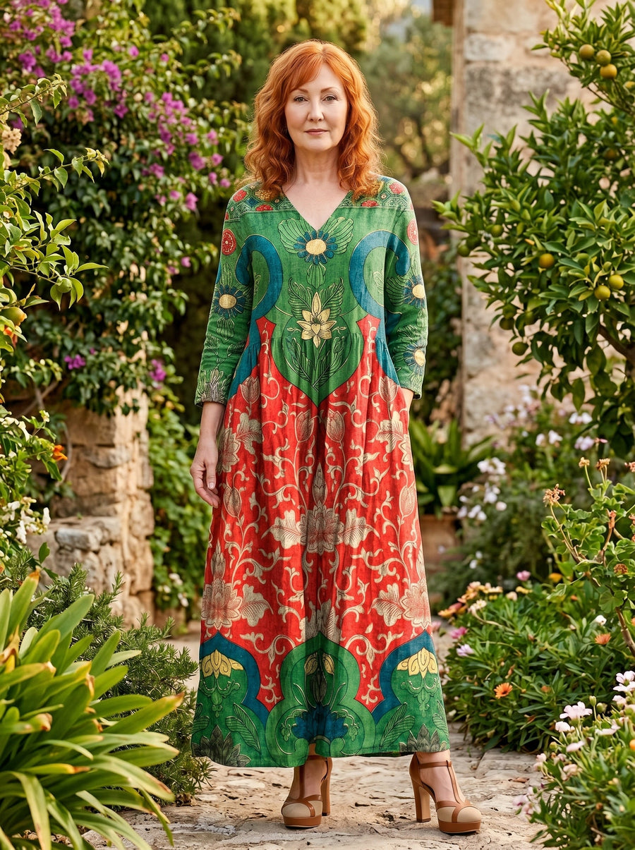 Judith | Vintage Bloemenprint Maxi Jurk