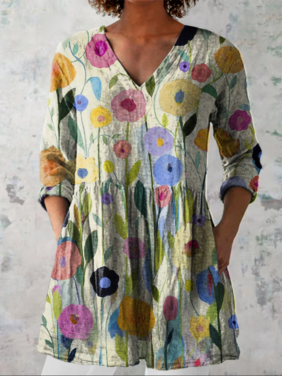 Louise | Lange Blouse met V-Hals