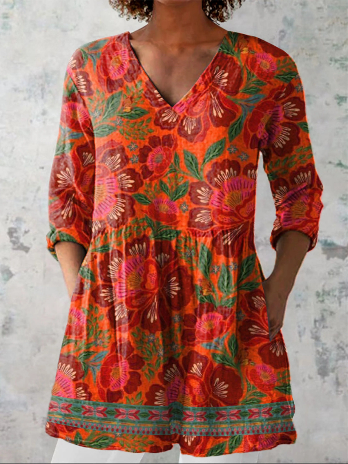 Marion | Lange Blouse met V-Hals