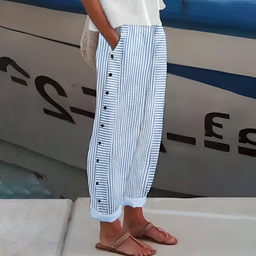 Marjolein | Comfortabele Broek Met Zijzakken - Blauw