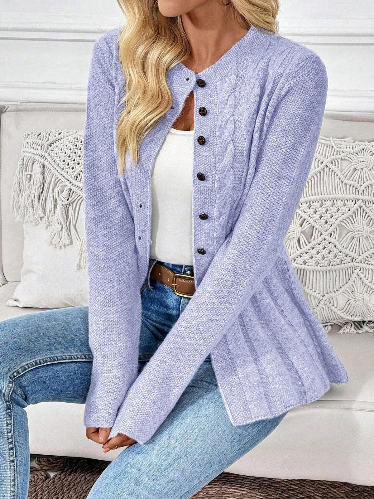 Marleen | Geribbeld Vest - Paars