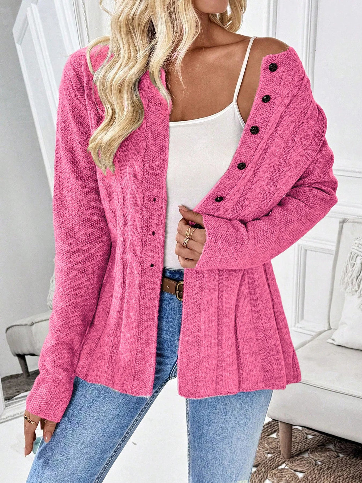 Marleen | Geribbeld Vest - Roze
