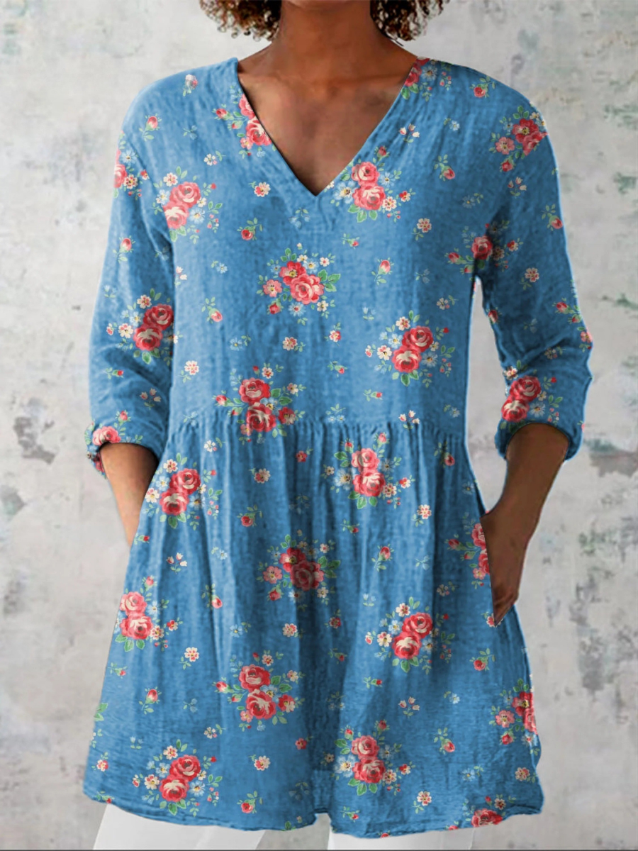 Melanie | Lange Blouse met V-Hals