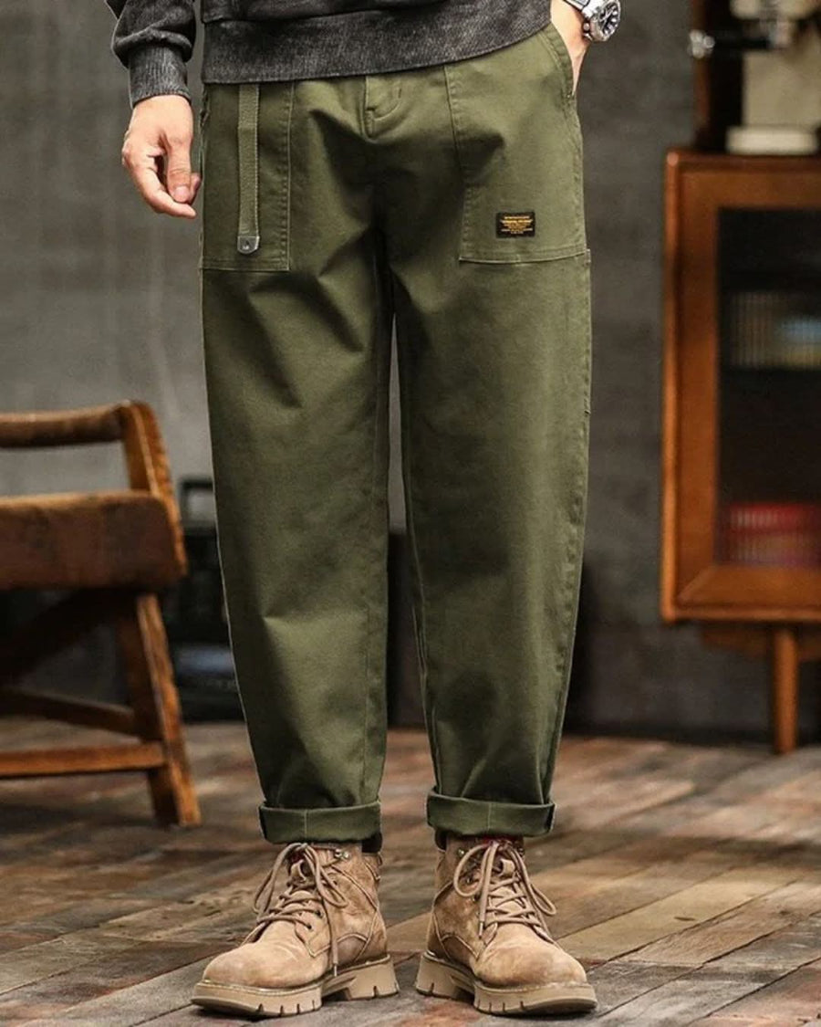 Merel | Vintage Cargo Broek met Relaxed Fit - Legergroen