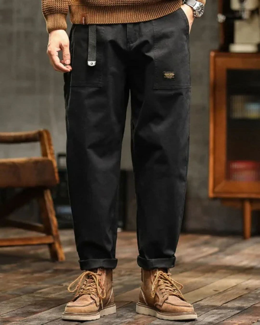 Merel | Vintage Cargo Broek met Relaxed Fit - Zwart